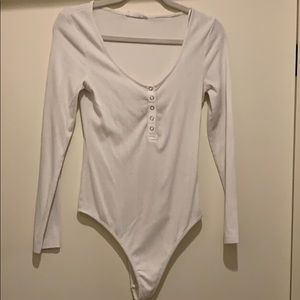 White Elodie ribbed body suit